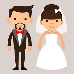 Obraz na płótnie Canvas cartoon bride and groom