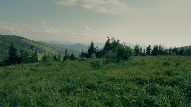 Amaizing Carpathian plateau landscape panorama.