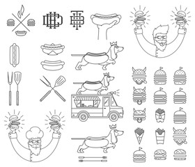 Fast food badges and icons black on white 5