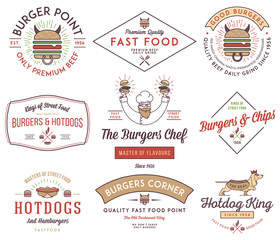 Fast food badges and icons colored 3
