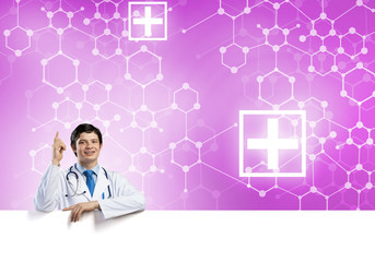 Doctor with banner