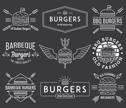Fast food badges and icons white on black 2