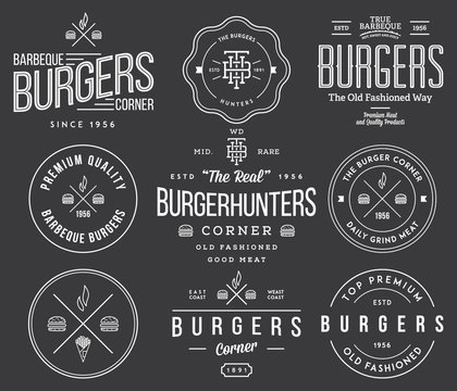 Fast food badges and icons white on black 3
