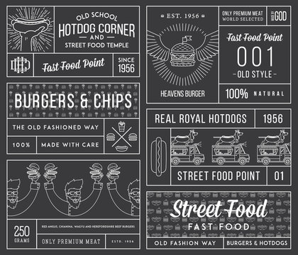 Fast food badges and icons white on black 4