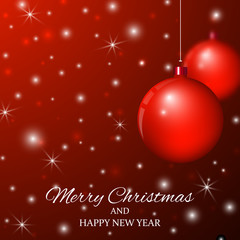 Merry Christmas and Happy New Year. Background with Christmas balls.