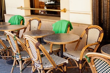 Street city cafe restaurant with table and chair