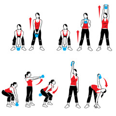 Vector exercises, kettlebells