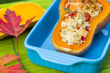 Stuffed roast squash close up
