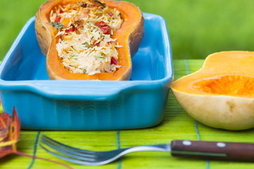 Stuffed roast squash close up
