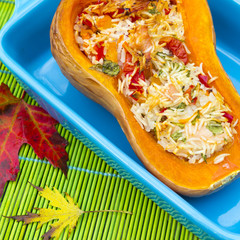 Stuffed roast squash close up