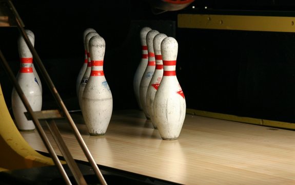 Close up view of the Bowling pins