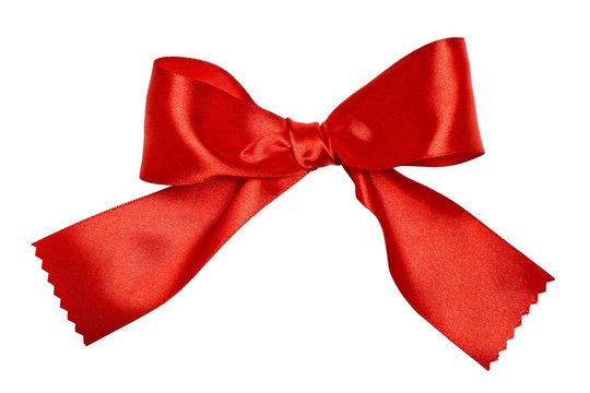 Close up view of the ribbon bow on white