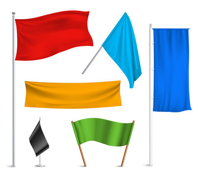 Colored flags banners icons composition