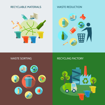 Recycling And Waste Reduction Icons Set