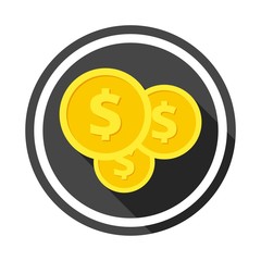 Investment icon, money vector icon with long shadow