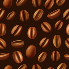Coffee beans seamless pattern background