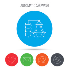 Automatic carwash icon. Cleaning station sign.