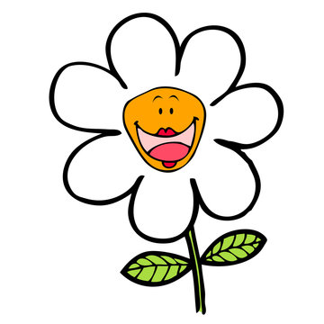 Flower (daisy) with a happy face