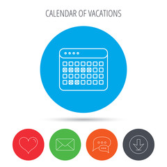 Calendar icon. Vacations organizer sign.