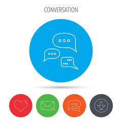 Conversation icon. Chat speech bubbles sign.