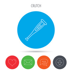 Crutch icon. Orthopedic therapy sign.