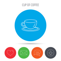 Coffee cup icon. Tea or hot drink sign.