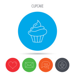 Cupcake icon. Dessert cake sign.