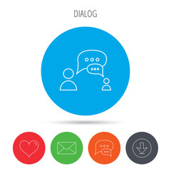 Dialog icon. Chat speech bubbles sign.