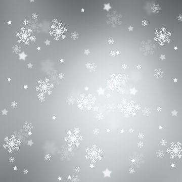 Blurry silver abstract snowflake Christmas and New Year illustration with copy space background