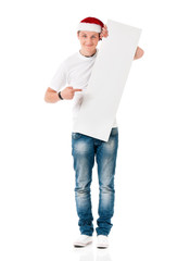 Young man in Santa hat