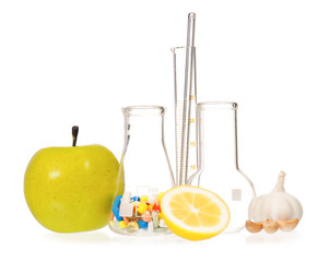 Test tubes with garlic