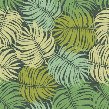 Floral Palm Leaf Seamless Pattern