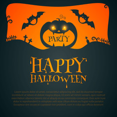 Halloween Party Design template, with pumpkin, bats and place