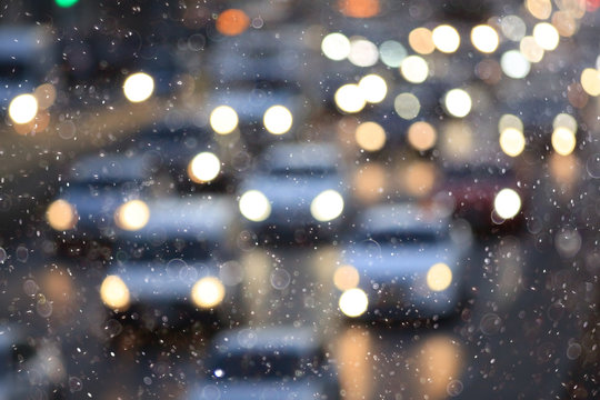snow in the city background Expressway © kichigin19
