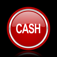cash red glossy cirle web icon on black bacground