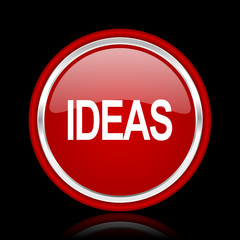 ideas red glossy cirle web icon on black bacground