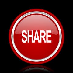 share red glossy cirle web icon on black bacground