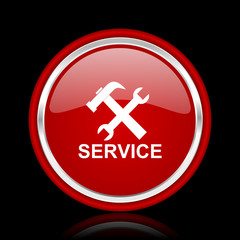 service red glossy cirle web icon on black bacground