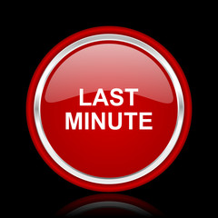 last minute red glossy cirle web icon on black bacground