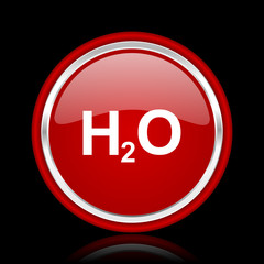 water red glossy cirle web icon on black bacground