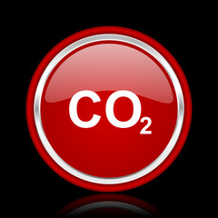 carbon dioxide red glossy cirle web icon on black bacground