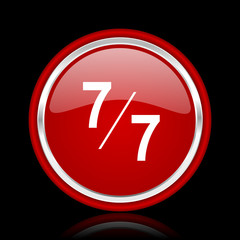 7 per 7 red glossy cirle web icon on black bacground