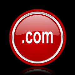 com red glossy cirle web icon on black bacground