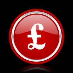 pound red glossy cirle web icon on black bacground
