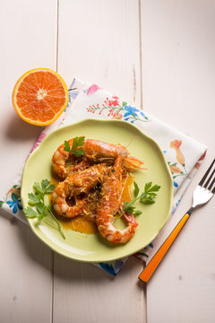 shrimp with orange and lemon sauce