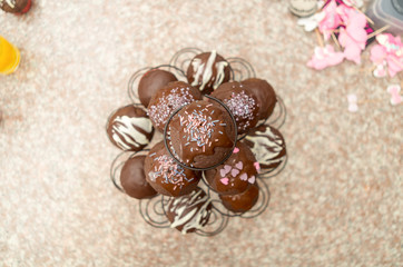 Great delicate presentation of delicious chocolate cupcakes