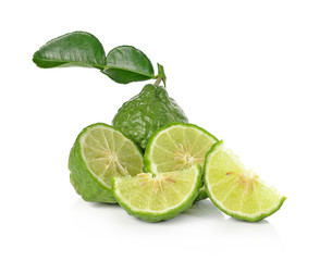 Kaffir lime isolated on white background.