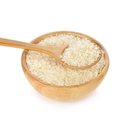 rice in a bowl isolated on white background