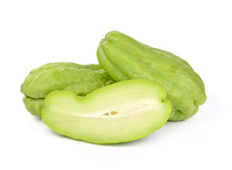Chayote on white background