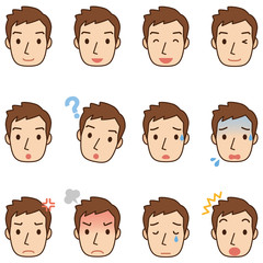 男性の表情　顔アイコン